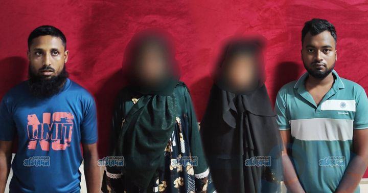 সিলেট কোতোয়ালী থানা পুলিশের অভিযানে আবাসিক হোটেল থেকে ৪ জন আটক